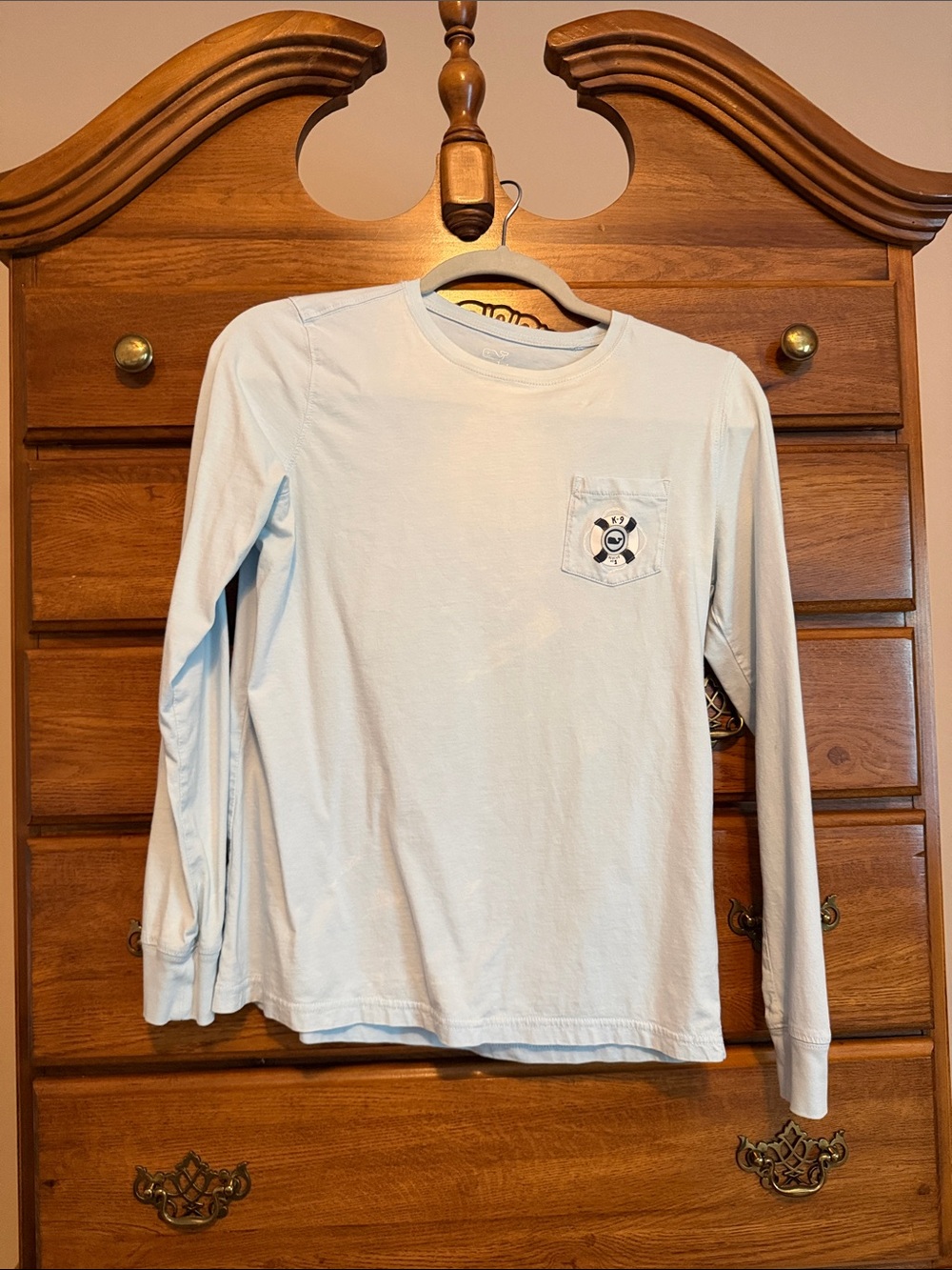 Vineyard Vines Light k-9 light Blue 🐶 Long-Sleeve Pocket Tee